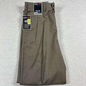 Roundtree & Yorke Travelsmart Classic Fit Pleated Pants Mens 34x30 Khaki